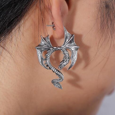 Gothic Dragon/Sword/Skull/Scorpion/Octopus Stud Earrings Ear Cuff Retro Punk Rock Earrings for Men Women Stainless Steel Dangle Drop Earrings Jewelry Gifts in Kuwait