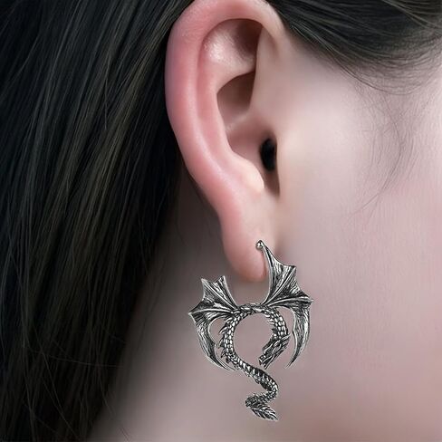 Gothic Dragon/Sword/Skull/Scorpion/Octopus Stud Earrings Ear Cuff Retro Punk Rock Earrings for Men Women Stainless Steel Dangle Drop Earrings Jewelry Gifts in Kuwait