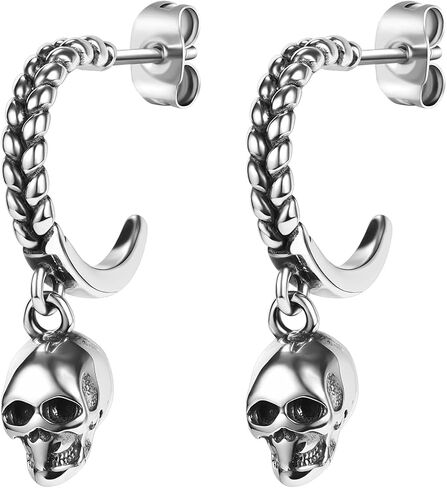 Gothic Dragon/Sword/Skull/Scorpion/Octopus Stud Earrings Ear Cuff Retro Punk Rock Earrings for Men Women Stainless Steel Dangle Drop Earrings Jewelry Gifts in Kuwait