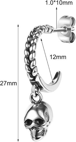 Gothic Dragon/Sword/Skull/Scorpion/Octopus Stud Earrings Ear Cuff Retro Punk Rock Earrings for Men Women Stainless Steel Dangle Drop Earrings Jewelry Gifts in Kuwait