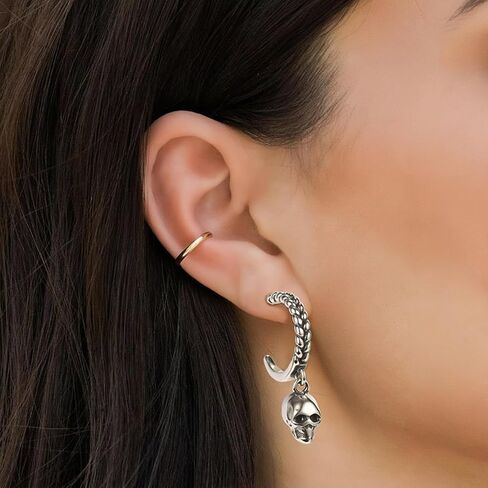 Gothic Dragon/Sword/Skull/Scorpion/Octopus Stud Earrings Ear Cuff Retro Punk Rock Earrings for Men Women Stainless Steel Dangle Drop Earrings Jewelry Gifts in Kuwait