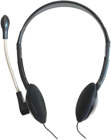 Disposable Stereo Classroom Headset with 3.5mm Plug and Boom Microphone 10 Pack, Black in Saudi Arabia