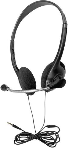 Disposable Stereo Classroom Headset with 3.5mm Plug and Boom Microphone 10 Pack, Black in Saudi Arabia