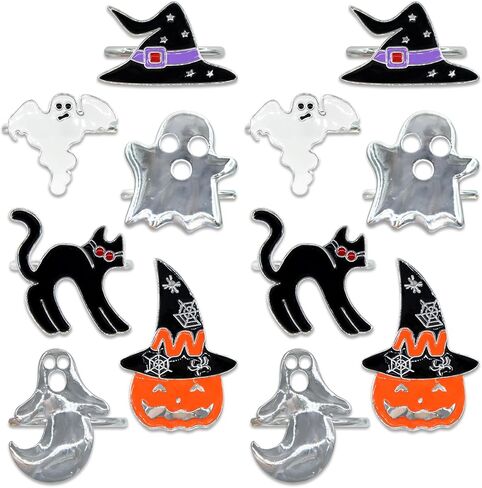 Halloween Napkin Rings, Set of 12 Sliver Black Halloween Pumpkin Ghost Cat Hat Napkin Rings Holders Metal Serviette Rings for Halloween Holiday Dinner Party Home Table Dinning Setting Decorations in Saudi Arabia