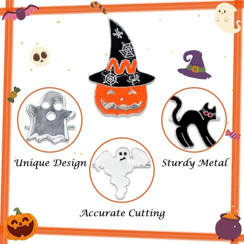 Halloween Napkin Rings, Set of 12 Sliver Black Halloween Pumpkin Ghost Cat Hat Napkin Rings Holders Metal Serviette Rings for Halloween Holiday Dinner Party Home Table Dinning Setting Decorations in Saudi Arabia