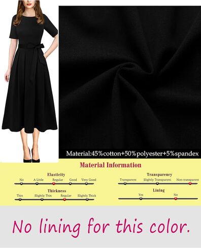 VFSHOW Womens Navy Blue Belted Elegant Pockets Work Office Business Pleated A-Line Midi Dress 10119 BLU L in Kuwait