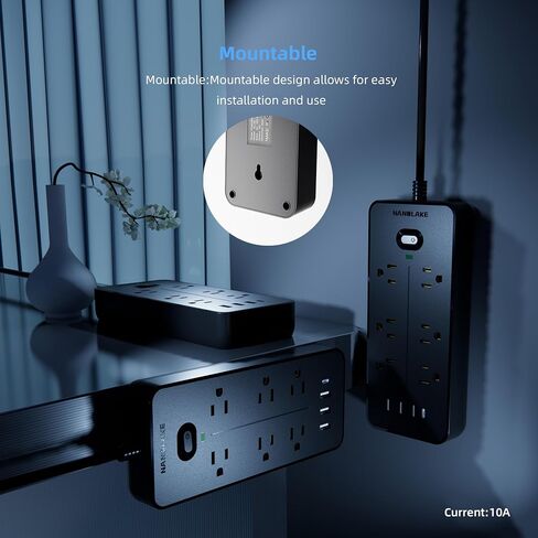 شريط طاقة واقي من زيادة التيار مع منافذ USB، سلك تمديد بطول 6 أقدام، 6 منافذ تيار متردد، حماية عالية من زيادة التيار 1700 جول، متعدد الاستخدامات، صغير الحجم، موسع منفذ قابل للتركيب لمكتب النوم المنزلي، أبيض in Kuwait