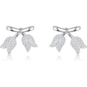 Tulip Earrings 925 Sterling Silver Tulip Flower Stud Earrings Valentines Day Jewelry Gifts for Women Girls