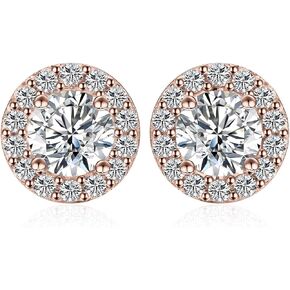 JewelryPalace Classic 1ct Cubic Zirconia Halo Stud Earrings for Women, Round Cut 925 Sterling Silver 14k White Yellow Rose Gold Plated Earrings for Her, Simulated Diamond Earrings