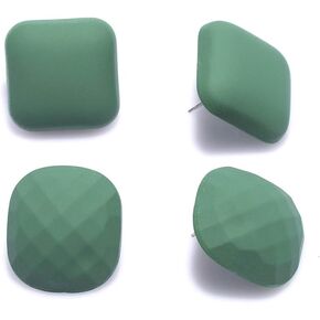 2 Pairs Square Button Earrings Pure Color Geometric Acrylic Stud Earrings for Women Jewelry