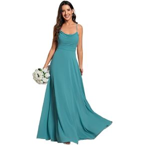 Ever-Pretty Women's Elegant A Line Spaghetti Straps Cowl Neck Sleeveless Long Bridesmaid Dresses 02094