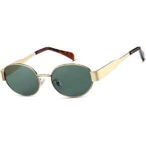 Xpectrum Vintage Retro Oval Sunglasses for Womens Mens, Trendy Classic Shades, Gold Fashion Glasses X9896