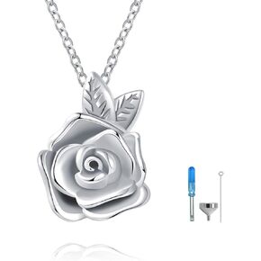 Rose Flower Urn Necklace Cremation Jewelry for Ashes S925 Sterling Silver Memorial roseflower urn Pendant Necklaces for Women