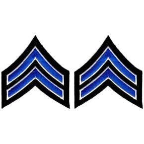 Uniform Patches - Royal Blue/White Chevron Patches on Black Backing for Law Enforcement, Sheriff, Police, Security – 3.5 inch Wide – Corporal Stripes - Police Patch Corporal Chevron (Cpl Patch) (Pair)