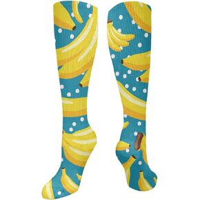 WONDERMAKE Cushioned Crew Socks for Teens Girls Ladies Womens - Banana Seamless Compression Sock Novelty Socks for Gym/Football/Trekking/Fashion Athletic Hiking Socks