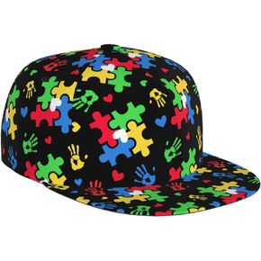 Autism Awareness Baseball Cap Men Women - Adjustable 3D Printed Snapback Flat Bill Hip Hop Hat