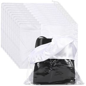 Huhumy 10 Pcs Dust Bags for Purses and Handbags Silk Cloth PVC Dustproof Drawstring Bags Large Purse Bags for Storage Dust Bags Covers Handbag Storage Organizer Travel Shoe Bags, White, 19.6 x 15.7'' in Saudi Arabia