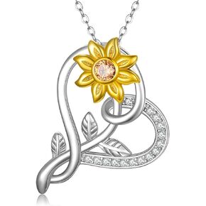 MEDWISE Sunflower Necklace Pendant Jewelry Gifts Gold Plated 925 Sterling Silver You Are My Sunshine Flower Necklace for Women Girls