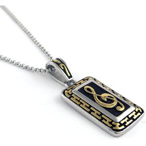 Yeidid International Stainless Steel Musical Note Pendant, complimentary 24 inch rolo Chain