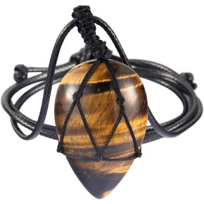 SUNYIK Handmade Bullet Teardrop Crystal Point Pendant Necklace for Women Men