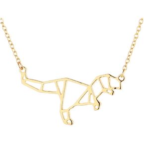 Dinosaur Pendant Necklace Geometric T-Rex Necklace Origami Jewelry
