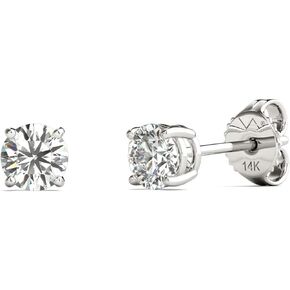 Vaarya Solitaire Diamond Stud Earrings (1/2 Ct tw, AGS Certified GH+/I2-I3) 14K Hypoallergenic White Gold in Kuwait