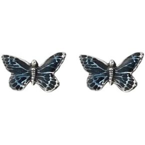 – Handmade Blue Butterfly Post Earrings, 3/8" – First Ear Piercing Earrings For Girls – Unique Accessories & Jewelry For Women – Hypoallergenic, Nickel-Free – Made In USA