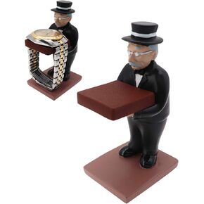 Newfancy Top Hat Butler Man Watch Stand Old Man Ring Stand Creative Gl Holder Black Suit Watch Storage Table in Kuwait