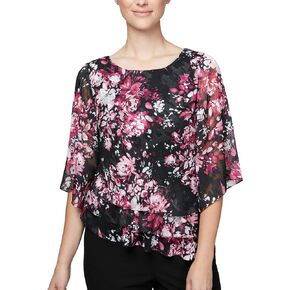 Alex Evenings Women's Chiffon Blouse Petite and Regular
