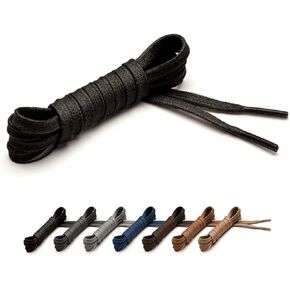Benchmark Basics Dress Shoe Laces - 1/8" (3.5mm) Flat Waxed Cotton - Choice of Color & Length - 30", 33" or 36" (33", Black)