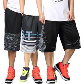 3 Pack Mens Basketball Shorts Dry-Fit Athletic Running Gym Workout Big and Tall Short Pant 4XL
