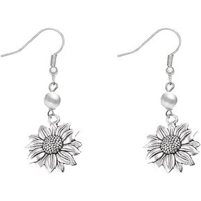 Vintage Gold Sunflower Earrings for Women Sun Flower Dangle Earrings