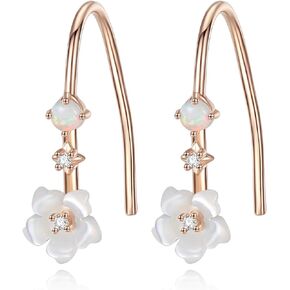 Flower Dangle Earrings for Women 18K Rose Gold Plated Sterling Silver Mother Of Pearl -VIKI LYNN