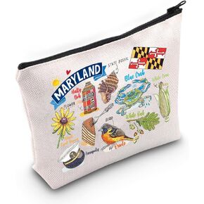 Maryland State Souvenirs Gift Maryland Makeup Bag Maryland Home Cosmetic Bag Maryland Tourism Gift Maryland Vacation Gift (Maryland M)