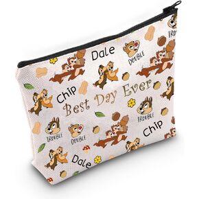 MNIGIU Cosmetic Case, Squirrels Bag, Best Day Ever Makeup Bag for Chip Dale Lover, Travel Organizer, Zipper, Waterproof, Reusable