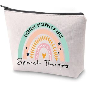 ZJXHPO Rainbow Speech Therapy Cosmetic Bag Everyone Deserve A Voice Speech Therapy Makeup Bag With Zipper SLP Appreciation Gift (BL Speech Therapy)