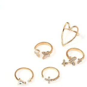 OCCASIONALLY Arrowhead,Heart,Butterfly,Rhinestone Rings for women, 5 Piece Ring Set in Saudi Arabia