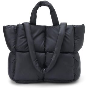 Andy's Orchids Puffer Bag Quilted Tote Bag, for Women Down Padding Handbag Down Cotton Padded Shoulder Bag