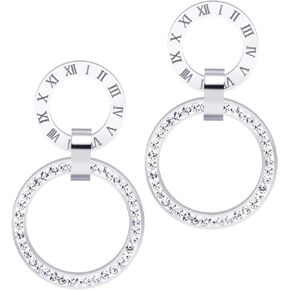 555Jewelry Stainless Steel CZ Round Circle Dangle Earrings for Women & Girls