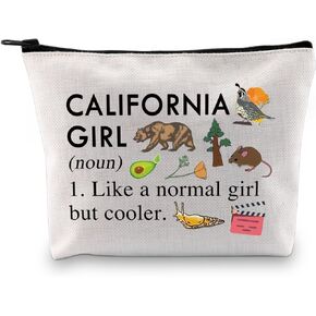 XYANFA California Makeup Bag California Trip Gift Vacation Gift Cali Girl Gift California Themed Gift Summer Beach Zipper Pouch (CALIFORNIA GIRL)