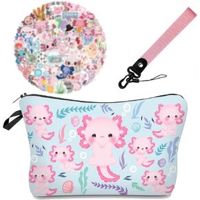 GIANCOMICS Small Makeup Bag for Purse with Wrist Strap Women, Mini Cosmetic Bag, Small Toiletry Bag Travel Pouch, Cute Sea Turtle Stickers Gifts