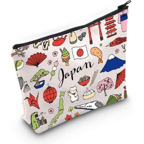 LEVLO Japan Travel Pouch Bag Japan Souvenir Gift Japan Theme Zipper Pouch Bag Japanese Trip Gift (Japan)