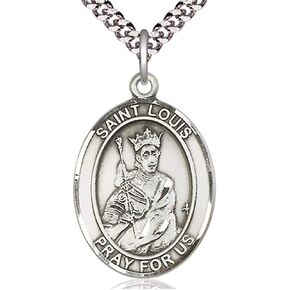 Men's Pewter Oval Saint Louis Medal + USA Made + Chain Choice