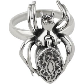 Sterling Silver Spider Poison Ring - Sizes 5-10, Pillbox Rings