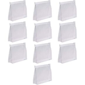 10 قطع صغيرة صغيرة من بلاستيك PVC شفافة لتنظيم مستحضرات التجميل مع سحاب للاغلاق، حقيبة مكياج لادوات الزينة للسفر من بي سي بي in Kuwait