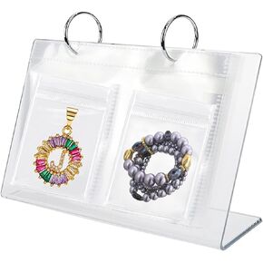 كتاب تخزين مجوهرات شفاف، منظم اقراط المجوهرات، منظم مجوهرات شفاف، رف سطح المكتب، عرض تخزين المجوهرات بسحاب للقلائد والاقراط والخواتم والاساور مع جيوب (68 شبكة) in Kuwait