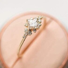 Sdouefos Vintage Ring Gold Plated Engagement Ring Diamond Wedding Ring 14k Gold Milgrain Band for Women (6)