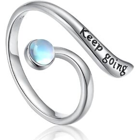 Keep Going Adjustable Ring 925 Sterling Silver Inspirational Ring Encouragement Gifts for Women Girls