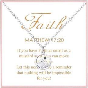RINHOO Christian Gifts Mustard Seed Necklace for Women Move Mountains Shell Necklaces Christian Faith Jewelry for Women Girls