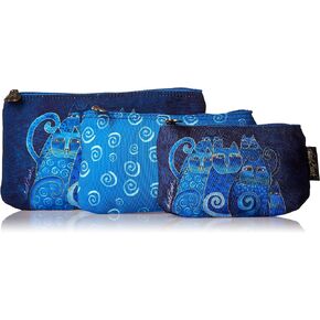 Zeckos Laurel Burch 27979 Cosmetic Bags 3 Pack, Indigo Cats